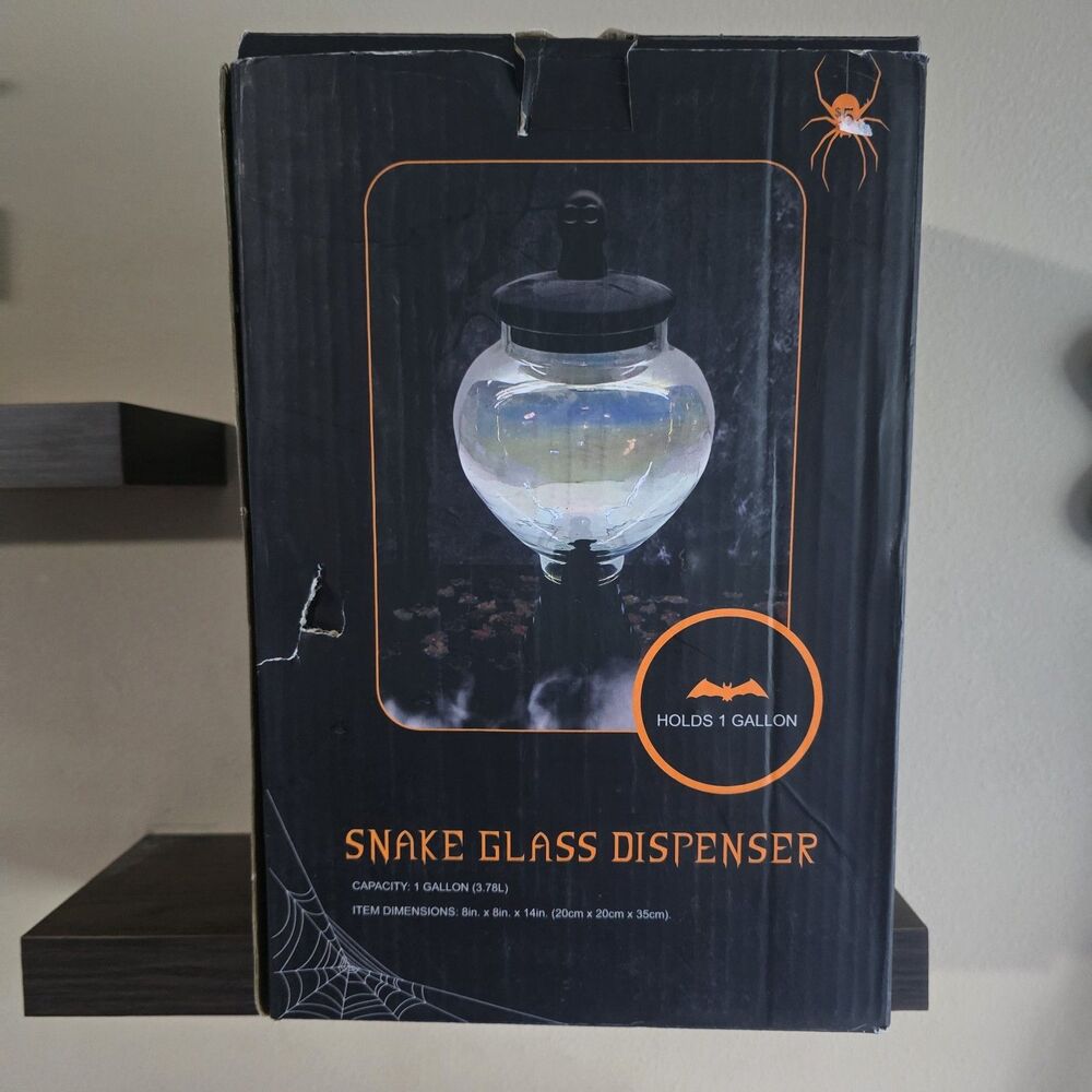 Gothic Glass Halloween Drink Dispenser 1 Gallon Skeleton/Snake Glass Dispenser